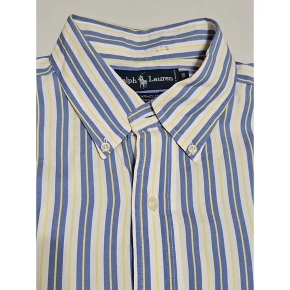 Polo Ralph Lauren Shirt Mens Size 16.5 -35 Stripe Button Down Yarmouth - Picture 3 of 6